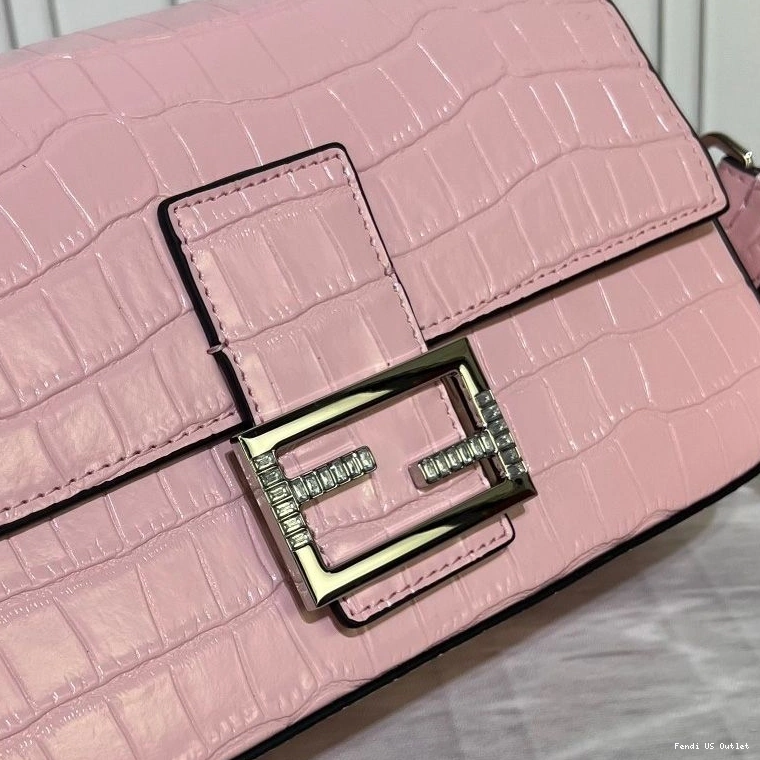 Cheap HOT Medium Bag Crocodile Tiffany Fendi Baguette In Leather Pink 0726